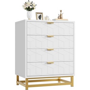 4-Drawer Dresser w/Gold-Tone Metal Handles - Bedroom Storage Organizer for Entryway, Hallway & Living Room - 1 of 4