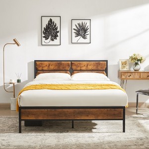 VECELO Bed Frame with Wooden Headboard, Heavy-Duty Platform Bed - 1 of 4