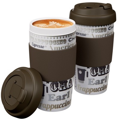 Design for Living Fliptop Thermal Mug, Set of 2 - Brown