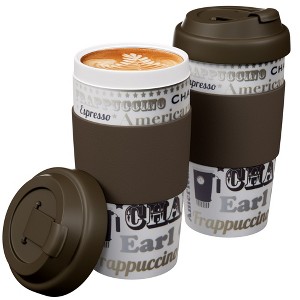 Design for Living Fliptop Thermal Mug, Set of 2 - Brown - 1 of 4