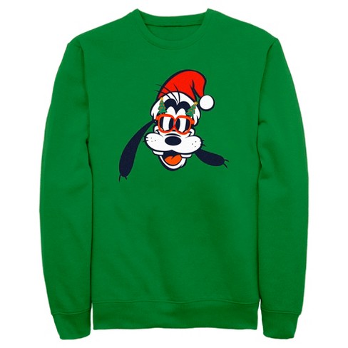 Men s Mickey Friends Goofy Christmas Glasses Sweatshirt Target