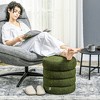 HOMCOM Modern Round Ottoman, Teddy Fleece Upholstered Foot Stool for Living Room, Bedroom, Green - 3 of 4