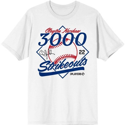 MLB Clayton Kershaw 3000 Strikeouts Men's White Short Sleeve Tee