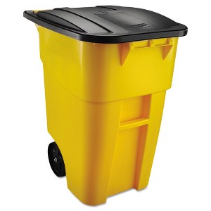 Rubbermaid Commercial Square Brute Rollout Container, Molded Plastic, Yellow - 50 gal - 1 of 4