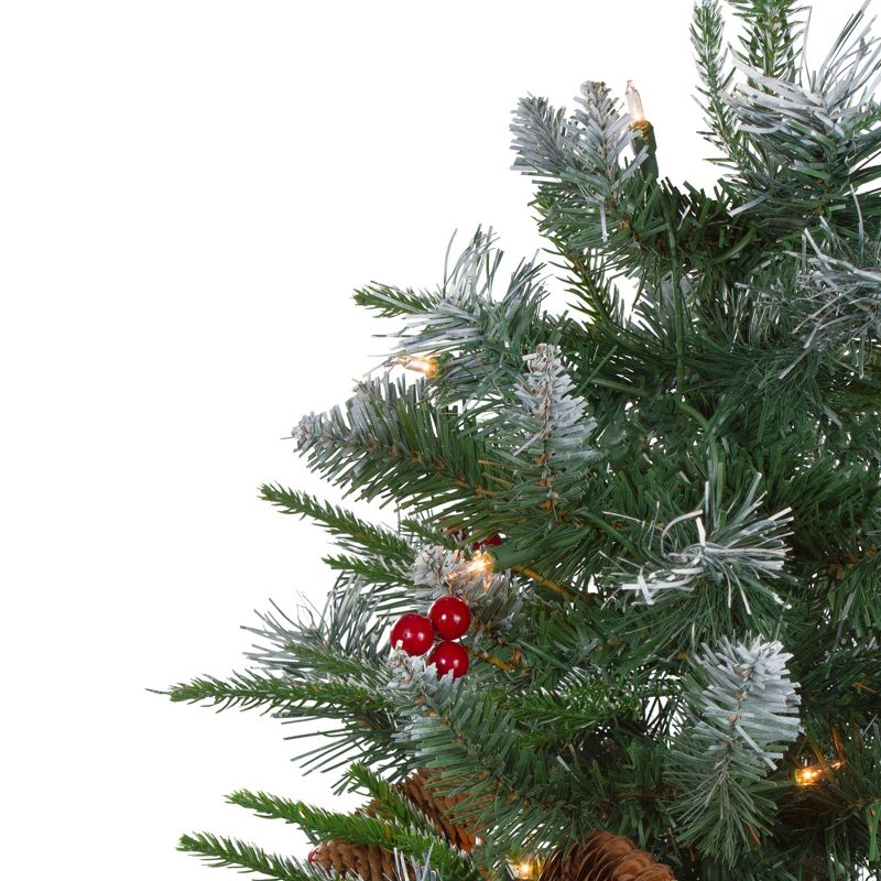 Northlight 4' Pre-Lit Frosted Mixed Berry Pine Artificial Christmas Tree in Pot - Clear Lights, 3 of 7