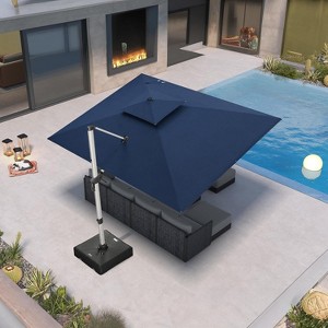 PURPLE LEAF Premium Patio Umbrella Classic SUNBRELLA Cantilever Umbrellas with Base 360 Degree Rotation for Garden Pool - 1 of 4