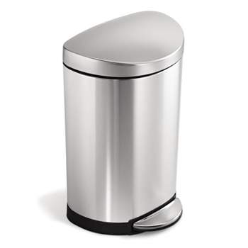 simplehuman 10L Semi-Round Step Trash Can Stainless Steel
