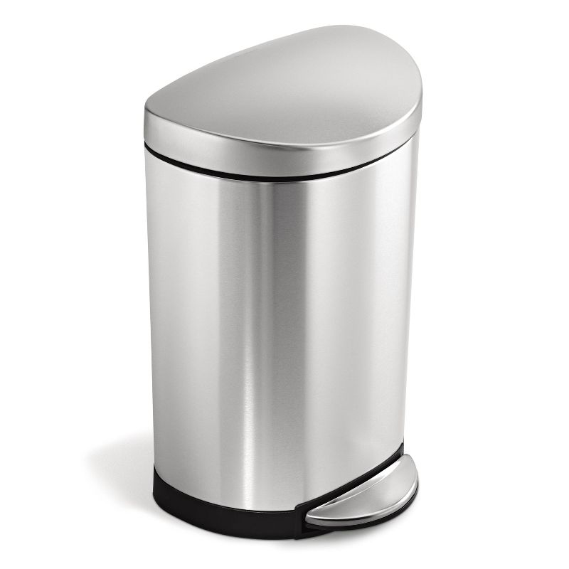 simplehuman 10L Semi-Round Step Trash Can Stainless Steel, 1 of 7