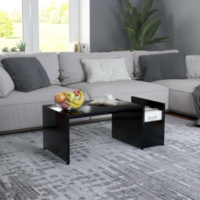 vidaXL Coffee Table Black Engineered wood 35.4 x 17.7 x 13.8 in