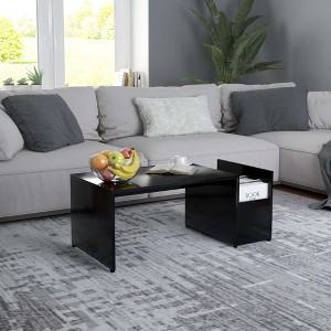vidaXL Coffee Table Black Engineered wood 35.4 x 17.7 x 13.8 in - 1 of 2