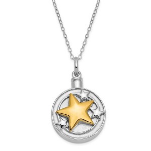 Black Bow Jewelry Sterling Silver & Gold Plated Star Ash Holder Necklace, 18 Inch - 1 of 4