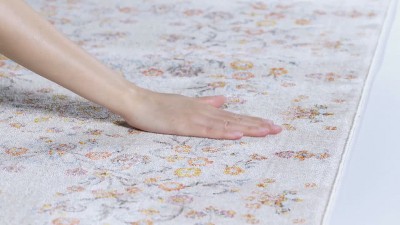 Vintage Persian Gray Floral Motif Synthetic Area Rug