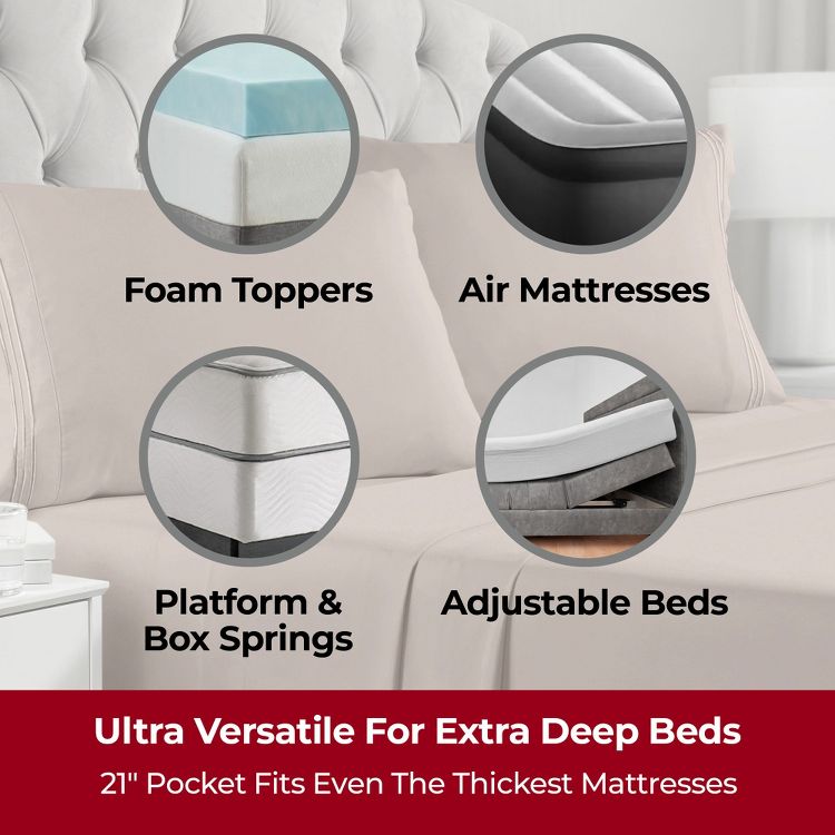 Mellanni 1800 Bed Sheet Set With DEEP Fitted Sheet, 2 of 3