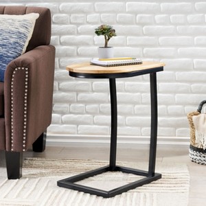 NicBex Round Retro Side Table Modern Coffee Table with Metal Frame and Wooden Tabletop for Bederoom and Living Room - 1 of 4