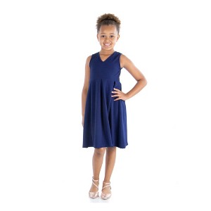 24seven Comfort Apparel Girls Sleeveless Pleated Party Dress - 1 of 4
