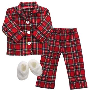 Sophia’s Red Flannel Pajamas and Slippers Set for 18" Dolls