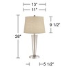 360 Lighting Geoff Modern Table Lamps 26" High Set of 2 Brushed Nickel with USB Charging Port Cream Burlap Drum Shade for Bedroom Living Room Desk - 4 of 4