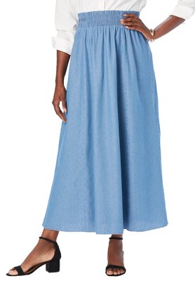 Jessica London Women's Plus Size Chambray Maxi Skirt