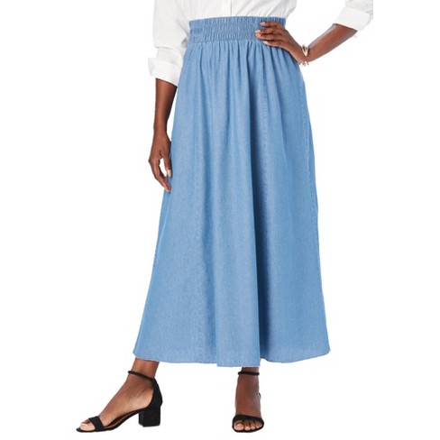 Jessica London Women's Plus Size Chambray Maxi Skirt, 18 W - Light Wash