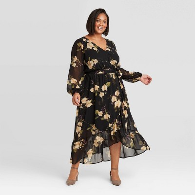 plus floral wrap dress