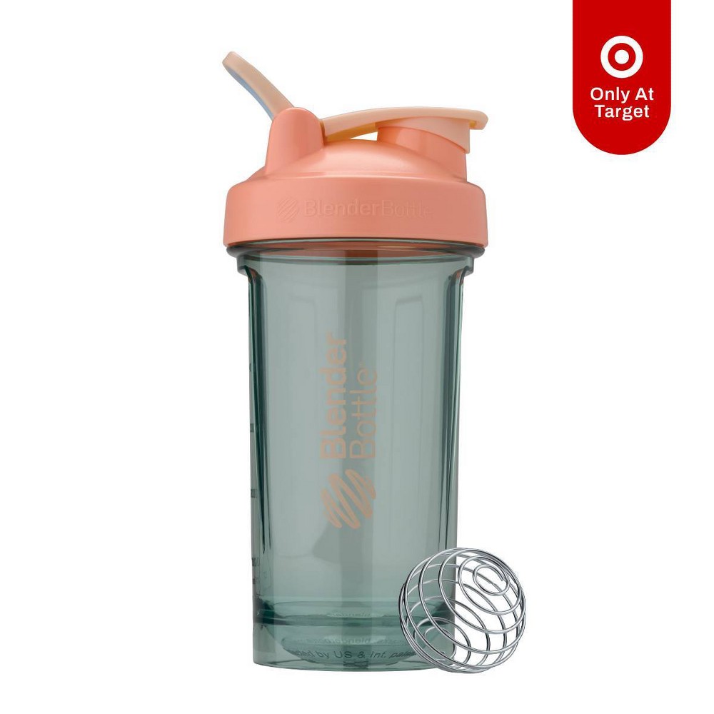 Photos - Glass BlenderBottle 24 fl oz Energy and Sports Drink Shaker Bottle - Green/Peach: BPA-Free, Flip-Top Lid, Odor-Resistant 