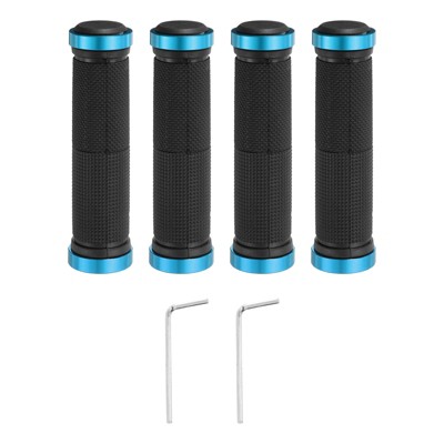 Unique Bargains Non-Slip Mushroom Double Lock-on Bike Handlebar Grips 5.12" 2 Pairs with Hex Wrench