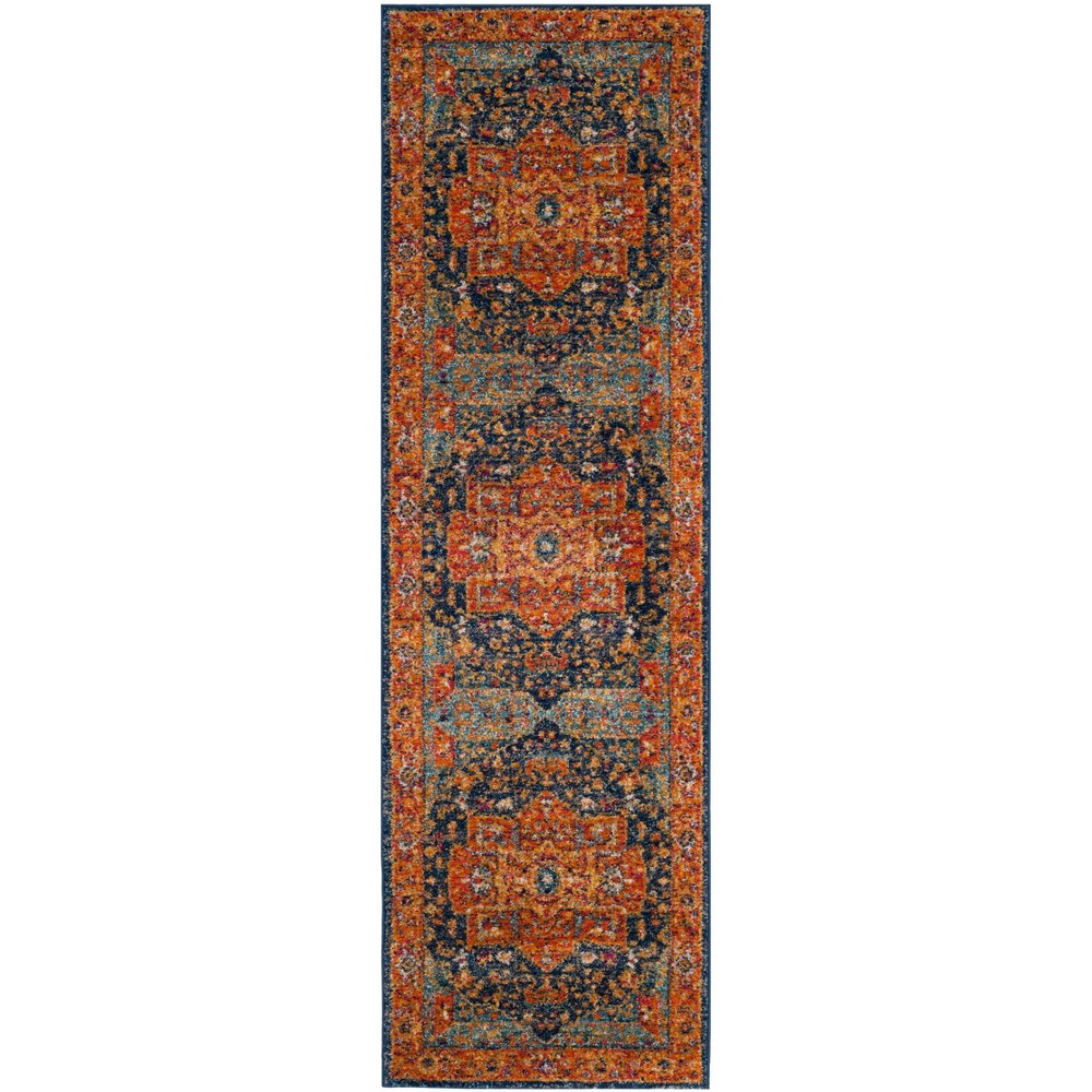  Runner Loomed Medallion Rug Blue