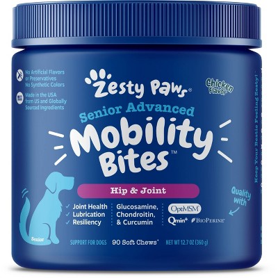 Zesty Paws Senior Advanced Hip & Joint Mobility Soft Chews for Dogs - Chicken Flavor - 90ct