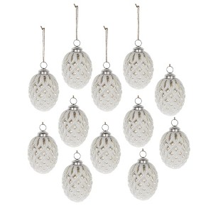 NAYSAYE Party Decoration and Accessories Set of 12 Glass Christmas Ball Hanging Ornament for Holiday Celebration, White, 4.2"*4.2"*0.13" - 1 of 4