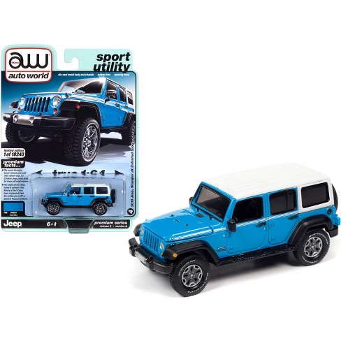 18 Jeep Wrangler Jk Unlimited Sport Chief Blue W White Top White Stripes Ltd Ed pcs 1 64 Diecast Model Car By Autoworld Target