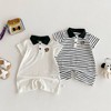 MyKids-Usa Summer Arrival Baby Boys Teddy Bear Pattern Short Sleeves Rompers with Turn-down Collar - 3 of 4