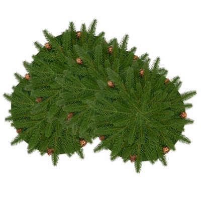 Green Pinecone Motif Plastic Round Placemats, Set of 4
