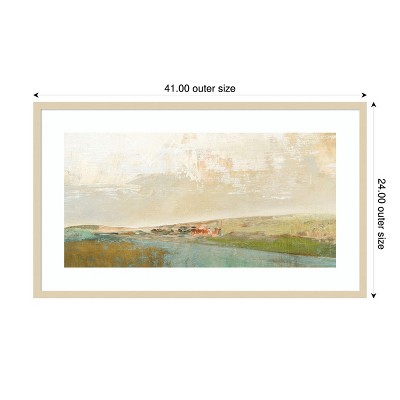 Earth Tones Abstract Landscape Lithograph in Wood Frame, 24" x 41"