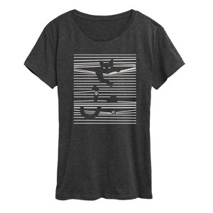 Women's - Instant Message - Cat In Blinds Short Sleeve Graphic T-Shirt - 1 of 4