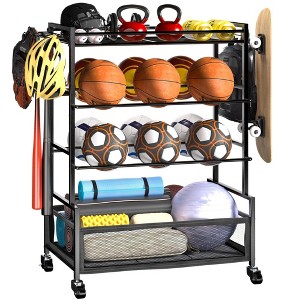 MOEPISY 4 Tiers Sports Equipment Organizer- Ball Storage for Garage - 1 of 4