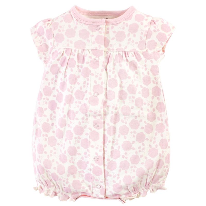Touched by Nature Baby Girl Organic Cotton Rompers 3pk, Pink Rose, 3 of 6