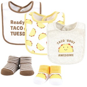 Hudson Baby Cotton Bib and Sock Set, Taco Tuesday, One Size - 1 of 4