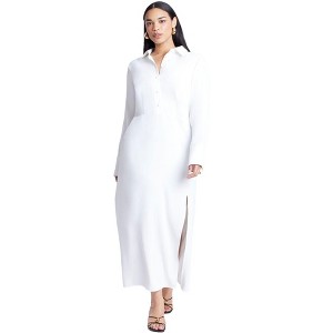 ELOQUII Collared Maxi Shirt Dress - 1 of 3