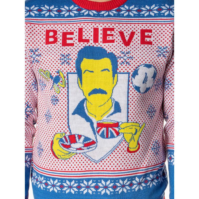 Ted Lasso Men's Believe Fair Isle Ugly Christmas Sweater Knit Pullover, 4 of 5