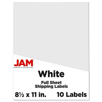 JAM Paper Shipping Labels 8.5" x 11" 10ct - White