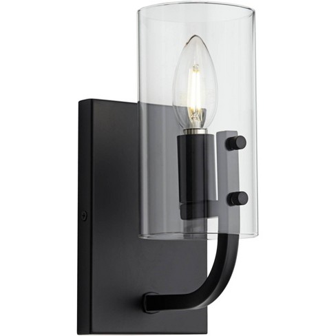 360 Lighting Sitara Modern Wall Light Sconce Matte Black Hardwire 4 1/4" Fixture Cylinder Clear Glass for Bedroom Bathroom Vanity - image 1 of 4