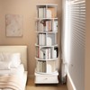 Gulches 6-Tier 360¡ã Rotating Bookshelf with Drawer & Wheels - Space-Saving Round Spinning Tower, Warm White Storage - 4 of 4
