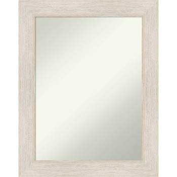 23" x 29" Non-Beveled Hardwood Whitewash Wood Wall Mirror - Amanti Art