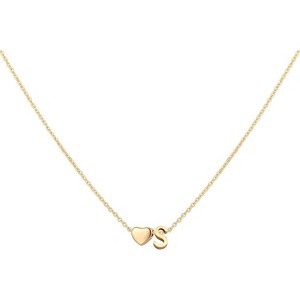 Personalized Heart Initial Necklace 18K Gold Plated Stainless Steel Gift - 1 of 4