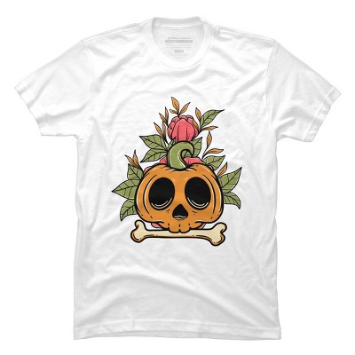 Men's Design By Humans Halloween with Rose Illustration By rukurustudio T-Shirt