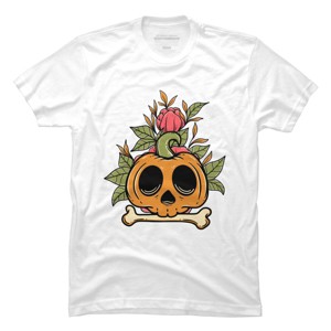 Men's Design By Humans Halloween with Rose Illustration By rukurustudio T-Shirt - 1 of 2