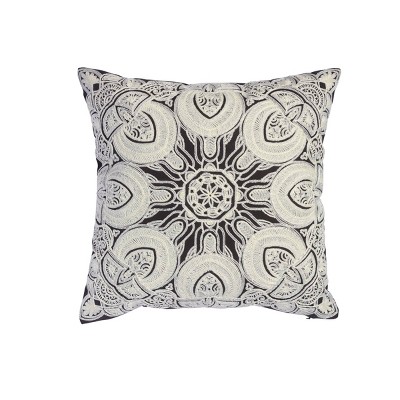 18"x18" Isabella Medallion Square Throw Pillow Black/White - Sure Fit