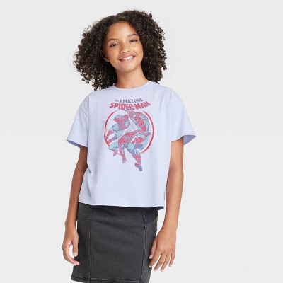Girls' Spider-Man Boxy Short Sleeve Graphic T-Shirt - art class™ Light Blue