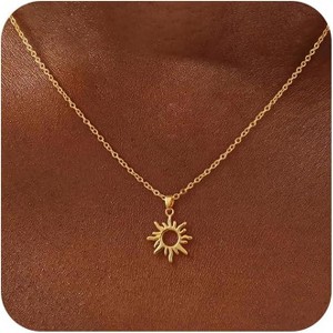Layered Gold Necklaces for Women, Dainty 14K Gold Plated Non-Tarnish Stacking Set - 1 of 4
