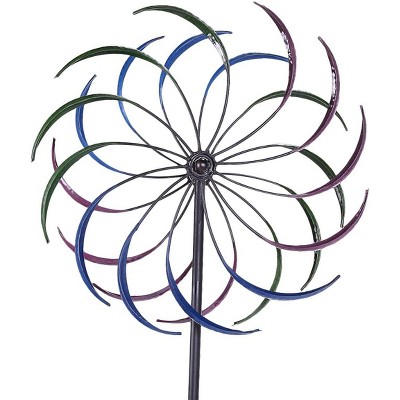 Sandinrayli 79 in. Metal Kinetic Wind Spinner for Garden and Yard Decoration Windmill Ornamental